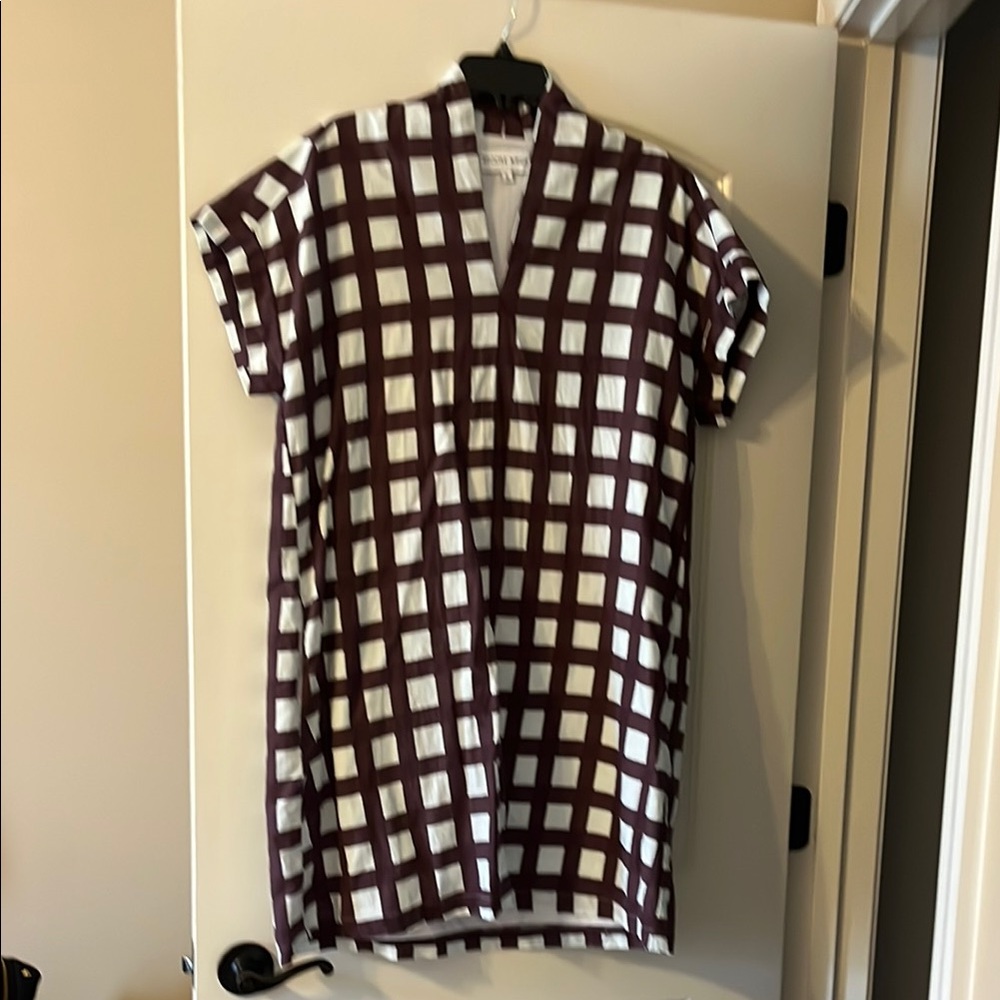 Brooke Wright Burgundy Checkered Dress